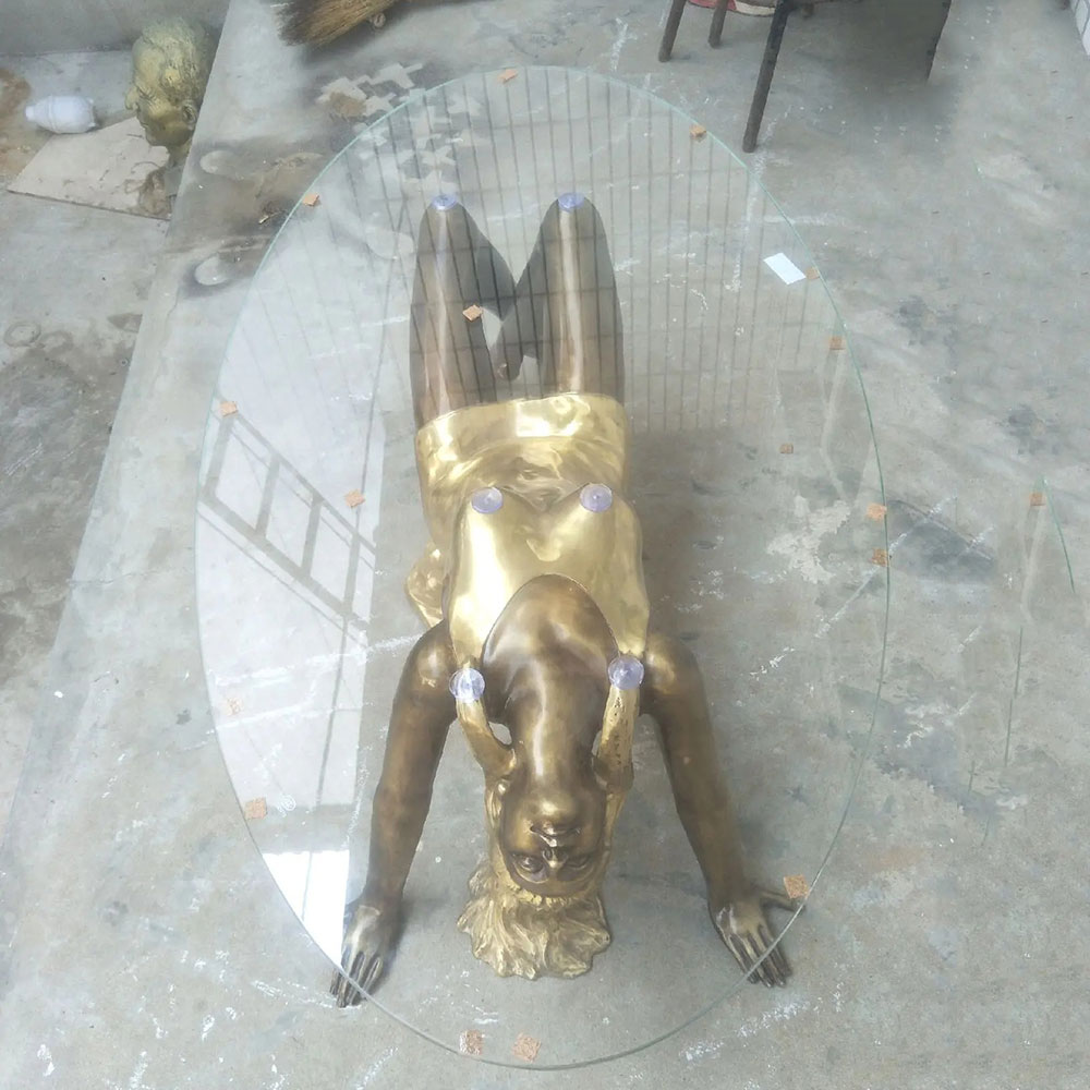 Bronze Woman Sculpture Coffee Table