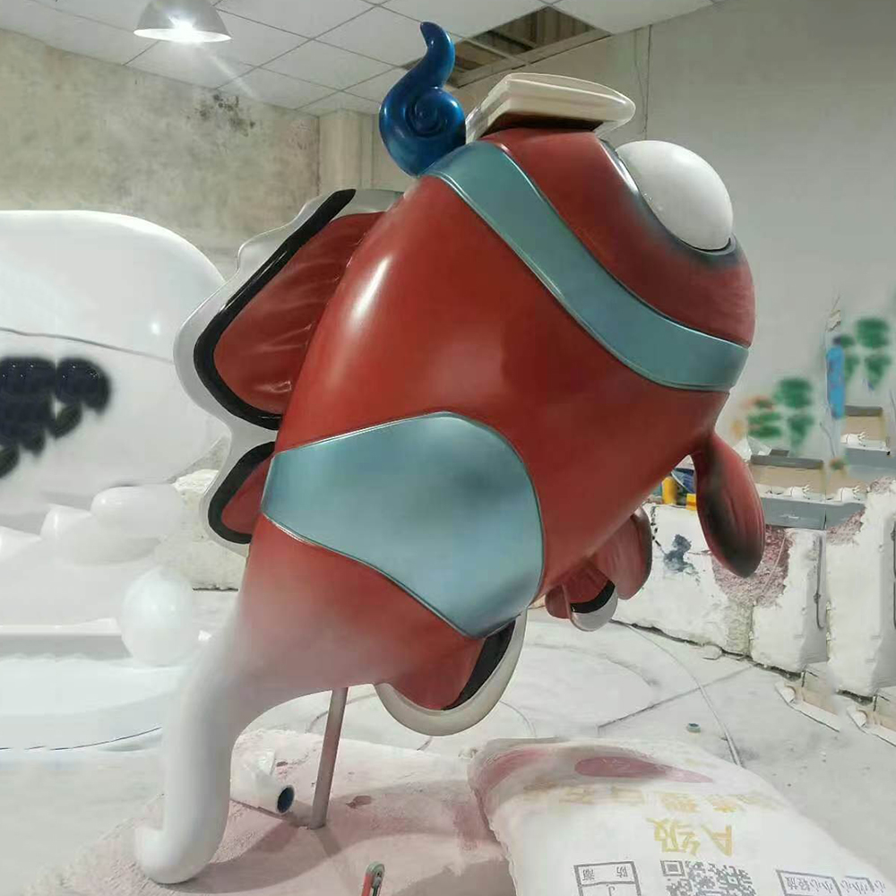 Cartoon Fiberglass Clownfish Sculpture Side View