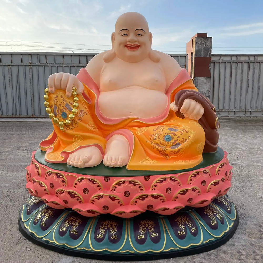 Colorful Fiberglass Big Belly Buddha Statue seated