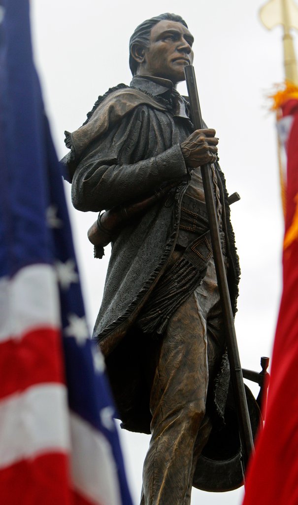 Detailed bronze portrait of young Sam Houston