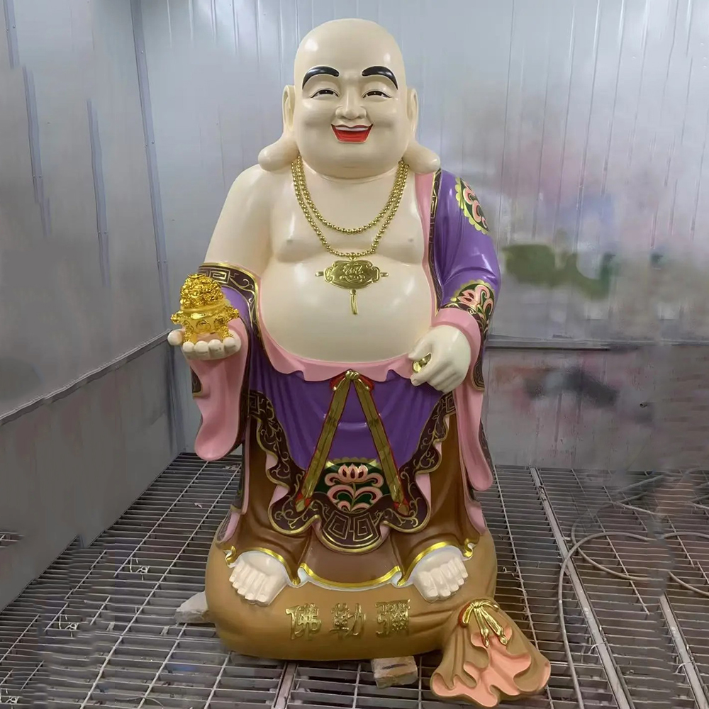 Fiberglass Buddha Statue Fat Belly holding treasure