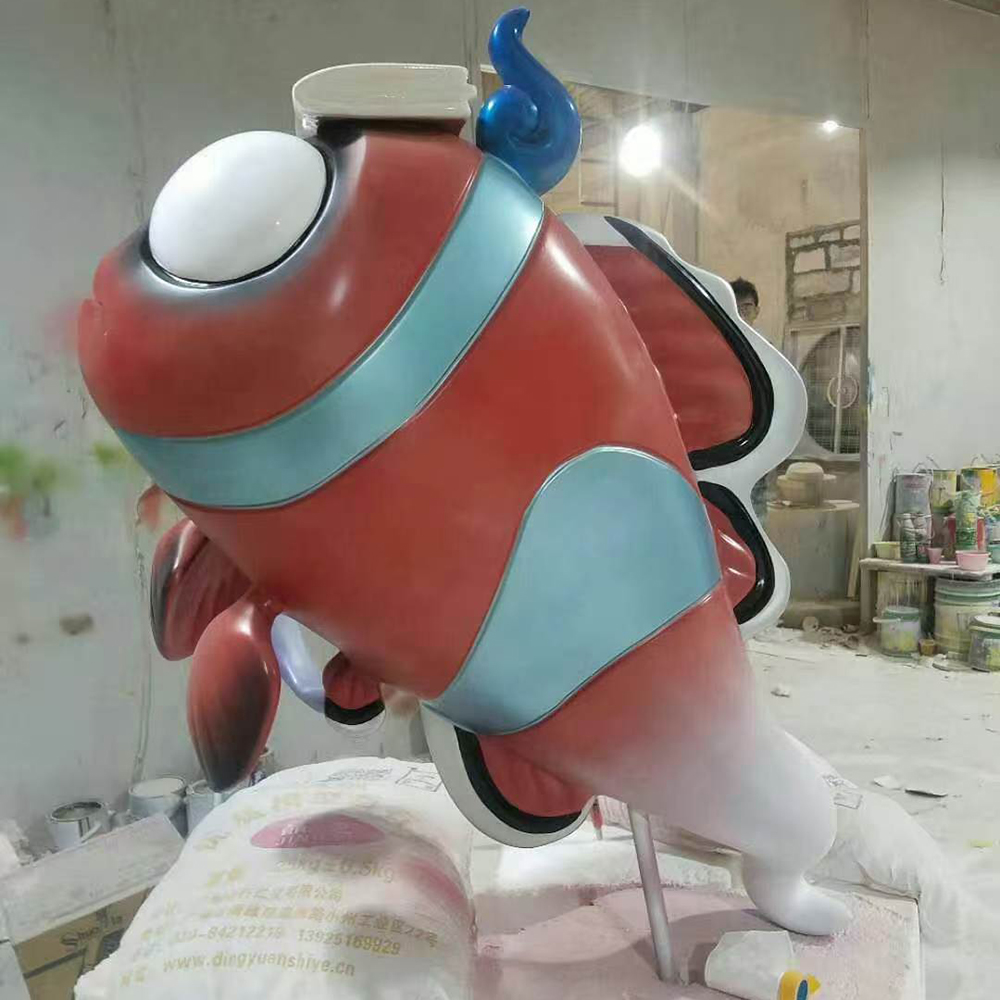 Fiberglass Clownfish Sculpture with Colorful Body Stripes