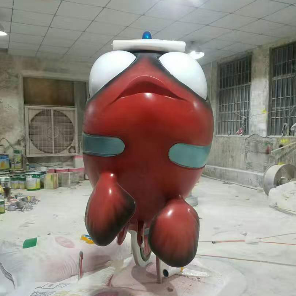 Fiberglass Clownfish Sculpture with Oversized White Eyes
