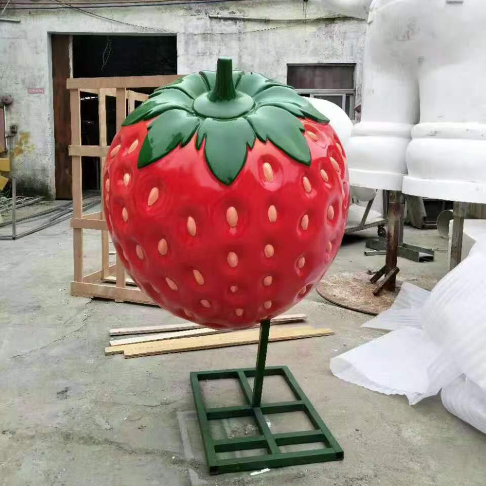 Fiberglass Large Strawberry Sculpture with Recessed Seeds