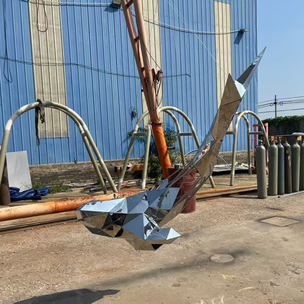 Geometric Whale Art Sculpture in Stainless Steel