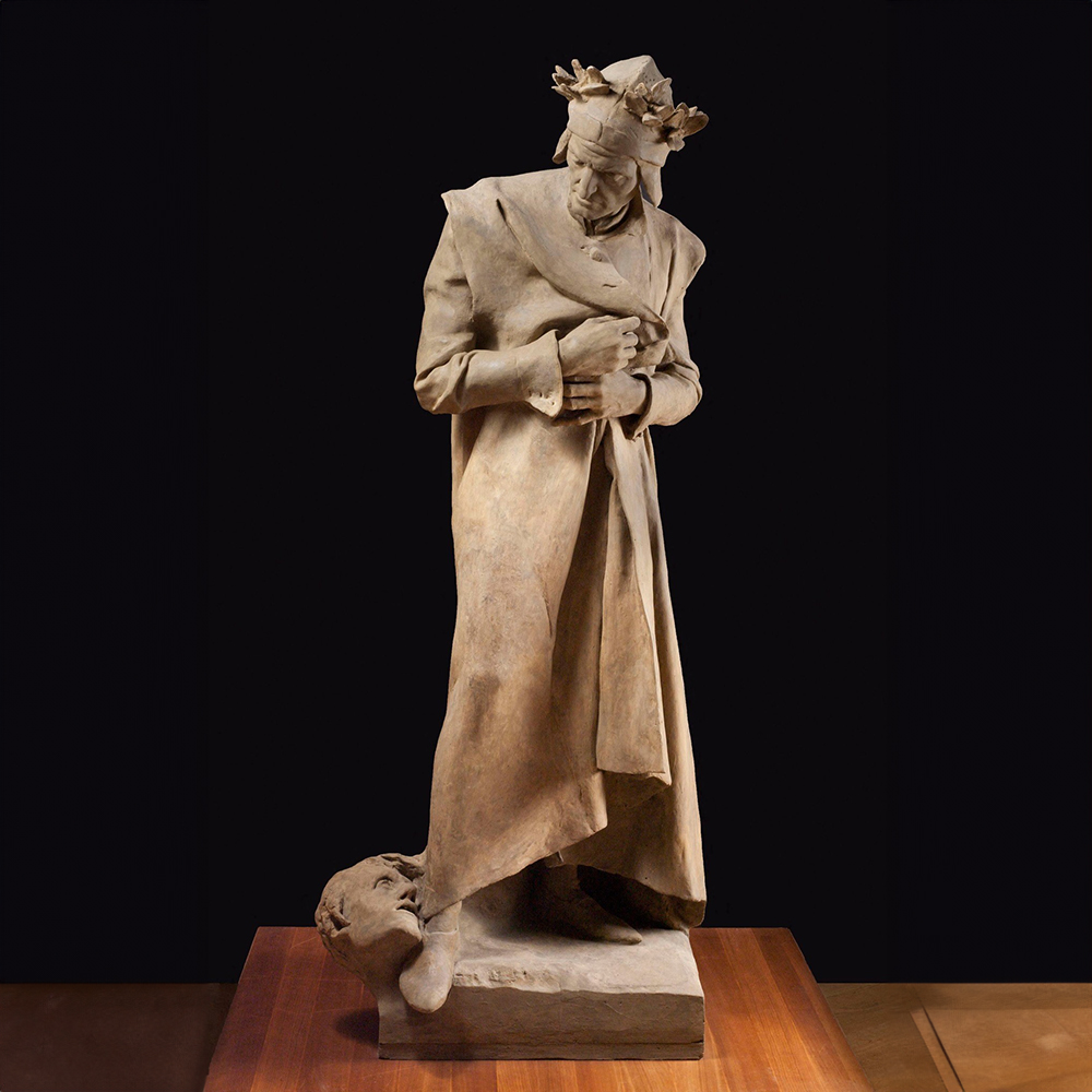 Marble Dante Alighieri Sculpture with Condemned Soul