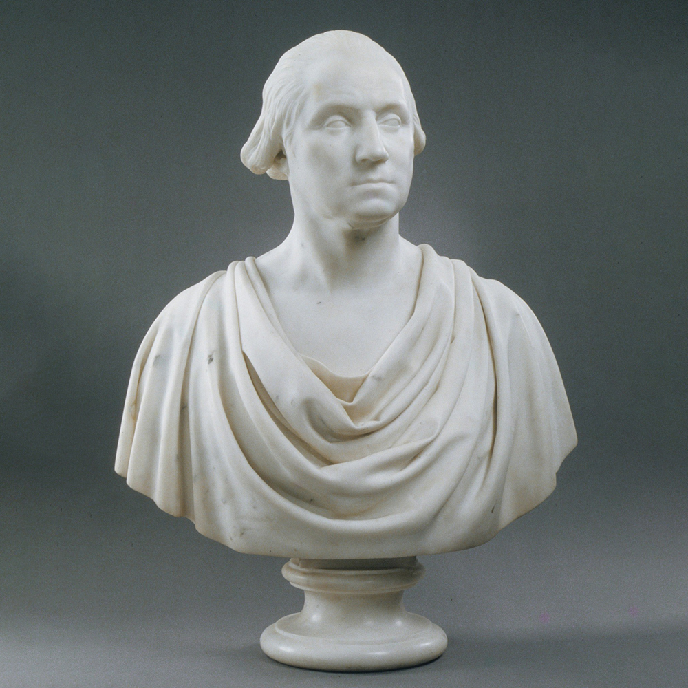 Marble George Washington Bust Statue with Classical Drapery
