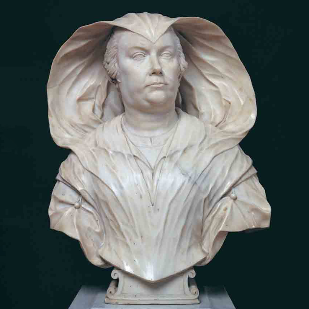 Marble Olimpia Maidalchini Bust with Elaborate Headdress