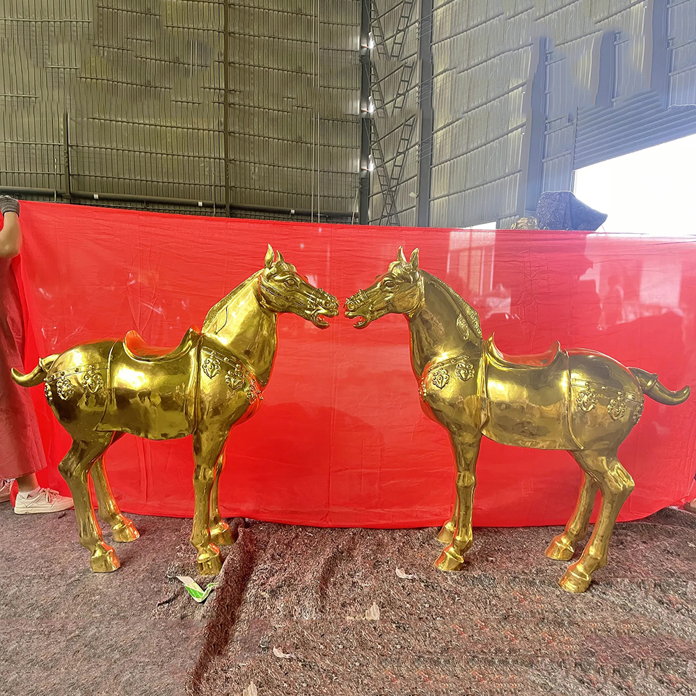 Pair of Feng Shui Golden Horse Statue
