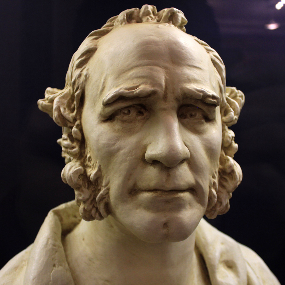 Sam Houston plaster sculpture with detailed sideburns