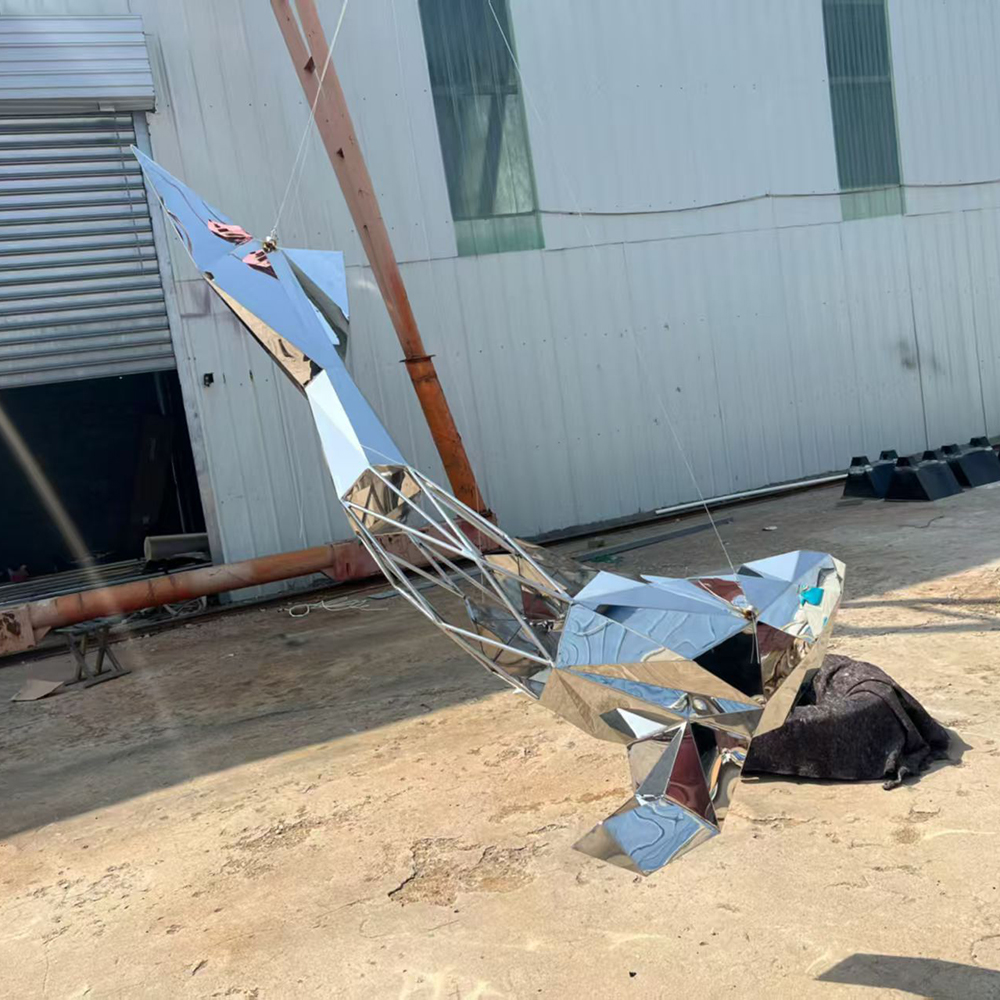 Stainless Steel Whale Art Sculpture with Angular Body