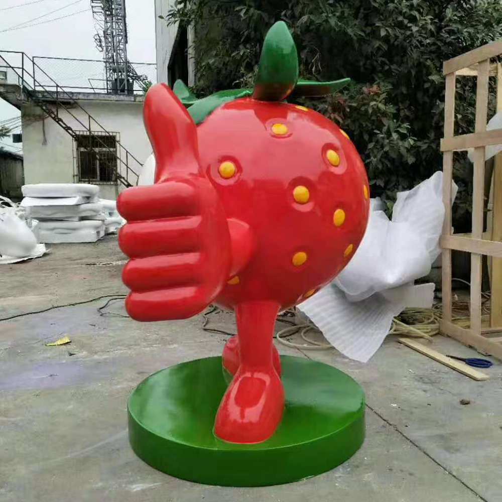 Strawberry Character Sculpture Fiberglass Side View