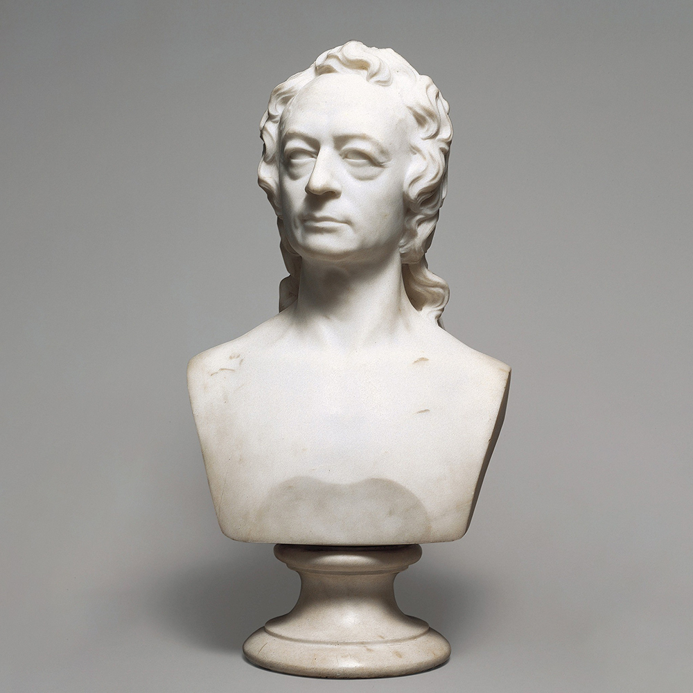 Washington Allston Bust Carved in White Marble