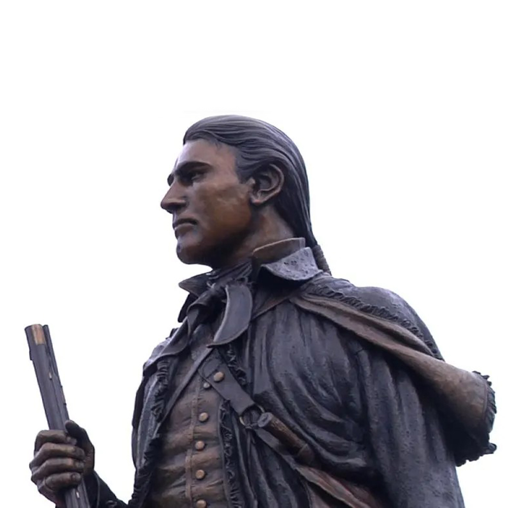 Young Sam Houston bronze sculpture facial details